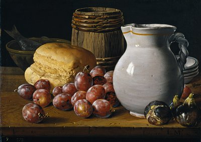 لا تزال الحياة مع الخوخ والتين والخبز والإبريق par Melendez ، Luis Egidio (1716-1780) ، النصف الثاني من القرن الثامن عشر. - زيت على قماش ، 35x48 - متحف ديل برادو ، مدريد بواسطة لويس إجيديو ميلينديز