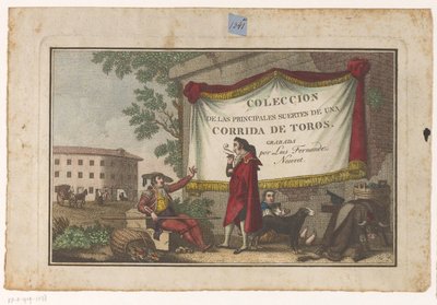 طباعة عنوان عليها مصارع ثيران وجلد ثور Coleccion de las Principales suertes de una corrida de toros (عنوان السلسلة على الكائن) مجموعة من أهم المناورات في مصارعة الثيران (عنوان المسلسل) بواسطة أنطونيو كارنيسيرو