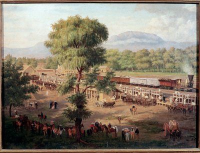 منظر لسكة حديد وادي المكسيك لوحة لويس كوتو (1830-1891) مكسيكو سيتي ، المتحف الوطني للتاريخ ، قلعة تشابولتيبيك بواسطة لويز كوتو