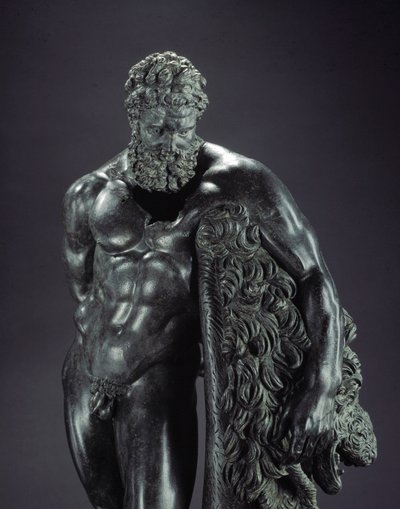 الفن اليوناني: "" Heracles at rest "" التفاصيل - تمثال برونزي لـ Lysippe of Sicyone (395-305 قبل الميلاد) القرن الرابع قبل الميلاد ، من ضريح Ercole Curino ، Sulmona - Museo Nazionale Archeologico ، Chieti Italy - Herakles (Hercules) يستريح - تفاصيل النحت ا بواسطة ليسيبوس (منسوب إلى)