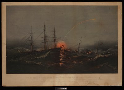 الفرقاطة الأمريكية سابين، وهي تنقذ كتيبة من مشاة البحرية الأمريكية من حاكم النقل. في 2 نوفمبر 1861 قبالة ساحل كارولينا الجنوبية (مطبوعة حجرية، ملونة) بواسطة إم إف إتش دي آند بارسونز تشارلز هاس