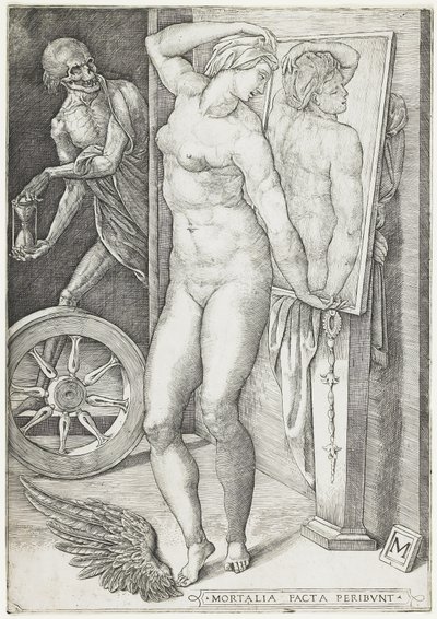 الموت يفاجئ امرأة ، حوالي 1490 - 1540 (نقش). بواسطة سيد م