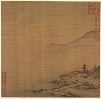 منظر طبيعي مع الأوز الطائر ، منتصف القرن الثالث عشر. بواسطة ما لين