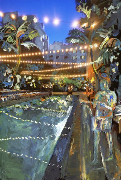 Night Swim، 2021 (طلاء أكريليك على طباعة صبغية أرشيفية) بواسطة مادلين جروس