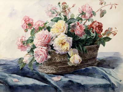 سلة ورود. لوحة للفنانة مادلين جان لومير (1845-1928) مجموعة خاصة. بواسطة مادلين لومير