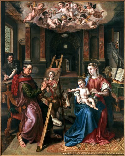 القديس لوقا رسم العذراء 1602. بواسطة Maerten Vos de