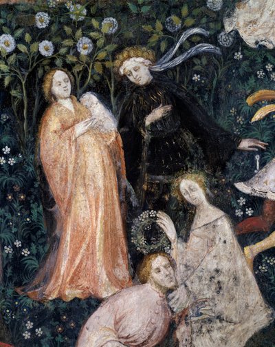 Aristocrats in countryside, detail from Month of May, Cycle of Months بواسطة المايسترو (Attr. To) Venceslao