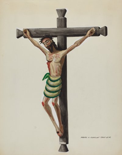 كريستو ، منحوت ومرسوم ، على صليب خشبي أسود منحوت ، ج. 1937. بواسطة ماجل ج