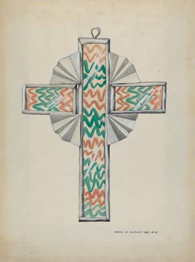صليب من القصدير والزجاج الملون ، ج. 1937. بواسطة ماجل ج