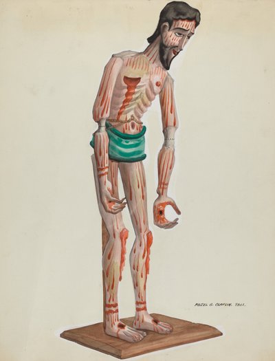 كريستو خشبي ، منظر أمامي مطلي ، ج. 1937. بواسطة ماجل ج