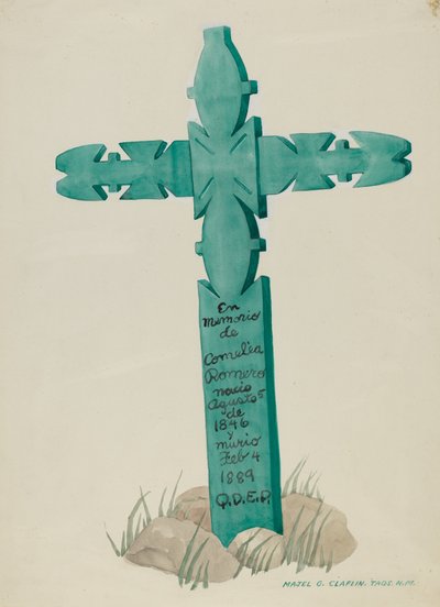 صليب خشبي ، منحوت ، يستخدم كشاهد شاهد القبر ، ج. 1937. بواسطة ماجل ج
