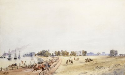 منظر للقلعة والمدينة ، كلكتا ، 1854 بواسطة اللواء السير تشارلز والترز DOyly