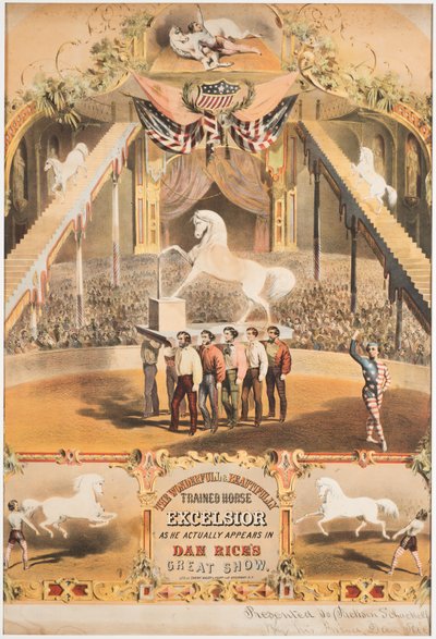 الحصان الرائع المدرب بشكل جميل Excelsior ، c.1840 (chromolitho) بواسطة Major and Knapp Sarony