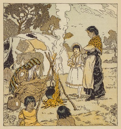 ماجي توليفر مع الغجر ، مشهد من The Mill on the Floss لجورج إليوت (لون ليثو) بواسطة مالكولم دانيال تشارلزون
