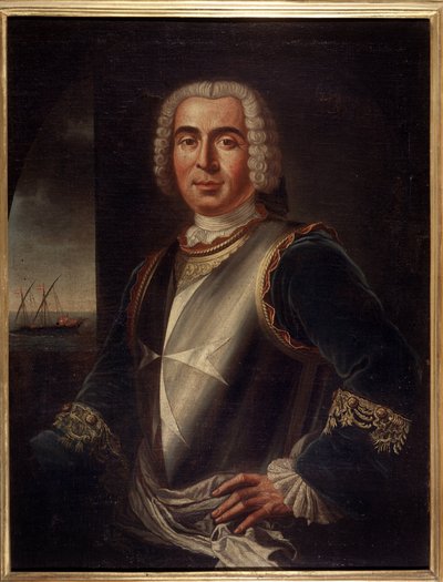 صورة للفارس بيير أندريه دي سوفرين من سان تروبيه (سان تروبيه) ، حاجب سوفرين (1729-1788) - الفن المالطي - القرن الثامن عشر ، 99 × 76 سم بواسطة المدرسة المالطية