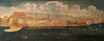 آفاق مدينة مالطا من الشرق ، 1680 بواسطة المدرسة المالطية