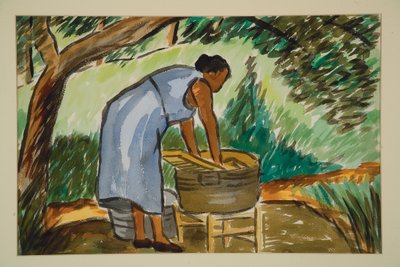 غسل امرأة ، ج. 1934 (ألوان مائية) بواسطة مالفين جراي جونسون