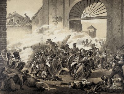 إسبانيــا. Guerra de Independecia (1808). الثاني من مايو في مدريد. وفاة لويس داويز وهو يدافع عن حديقة مونتيليون. نقش بعد لوحة لمانويل كاستيلانو. التصوير الفوتوغرافي. بواسطة مانويل (بعد) كاستيلانو