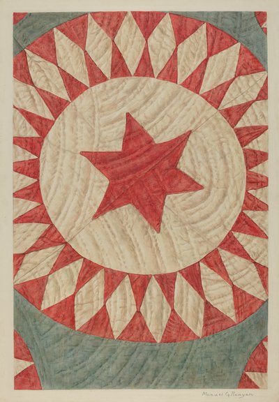 Star & Ring لحاف ، c. 1938. بواسطة مانويل جي رونيان
