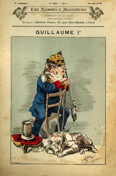 غلاف Les Hommes Today ، رقم 321 ، رسم توضيحي لمانويل لوك (1854-1919): ألمانيا بروسيا - بسمارك أوتو فون ، ويليام الأول بواسطة مانويل لوك