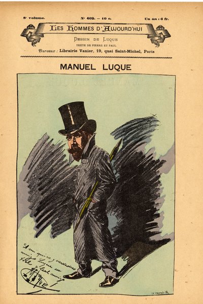 غلاف رجال اليوم ، العدد 402 ، رسم توضيحي لمانويل لوك (1854-1919): رسامو كاريكاتير - لوك مانويل (1854-1924) بواسطة مانويل لوك