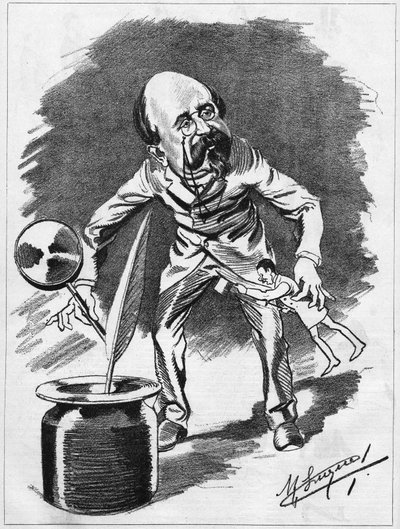 ادمون جوندينت (1828-1888) كاتب مسرحي فرنسي. كارتون لرسام الكاريكاتير مانويل لوك. في "The Cartoon" عام 1886. بواسطة مانويل لوك