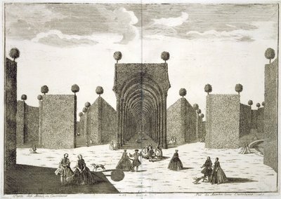 حدائق توبياري ، من Delights of the Villa Castellazzo ، بقلم دومينيكو فيليس ليوناردي ، نشر 1743 بواسطة Marc'Antonio dal Re