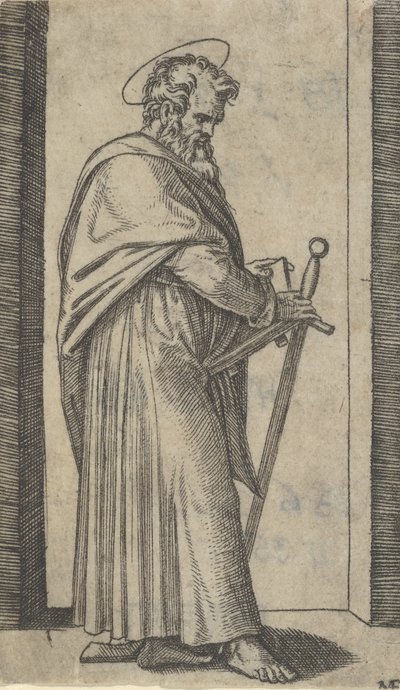 القديس بولس ، سيف في يده اليمنى ، من سلسلة 'Piccoli Santi' Small Saint ... ، كاليفورنيا. 1500-1527. بواسطة ماركانتونيو رايموندي