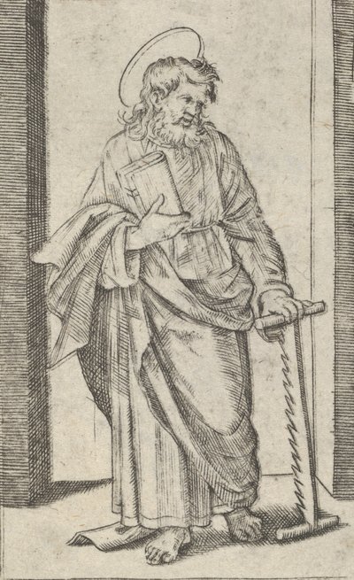 القديس سيمون ، منشار في يده اليسرى السفلية ، من سلسلة 'Piccoli Santi' Sma ... ، كاليفورنيا. 1500-1527. بواسطة ماركانتونيو رايموندي