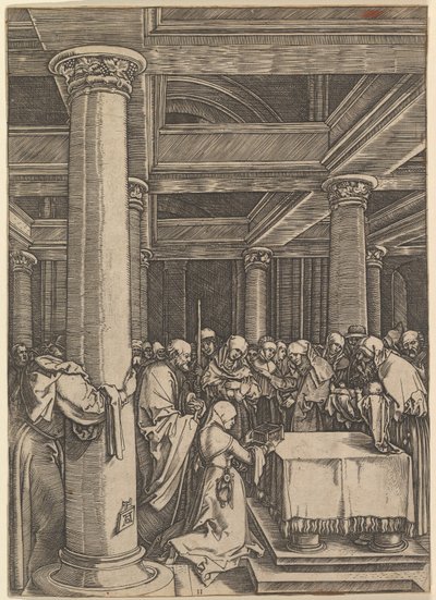 تقديم يسوع إلى شمعون في الهيكل ، بعد دورر ، كاليفورنيا. 1500-1534. بواسطة ماركانتونيو رايموندي