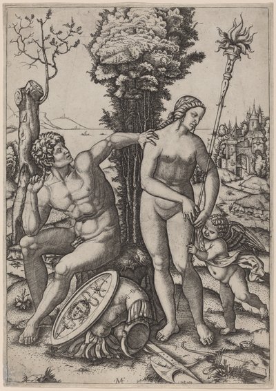 المريخ والزهرة وإيروس بواسطة من المحتمل أن يكون Marcantonio Raimondi بعد Andrea Mantegna