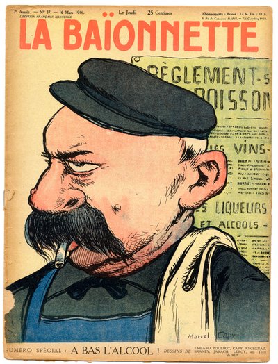 غلاف كتاب "La Baionnette" ، ساخر بألوان بواسطة مارسيل أمابل لاعب خط الوسط كابي
