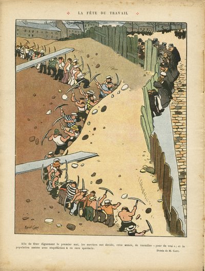 Illustration by Marcel Capy (1865-1941) in Le Rire, 27/04/12 - Labour Day - Architecture Urban Planning, Work, May 1 - Terrassiers بواسطة مارسيل أمابل لاعب خط الوسط كابي