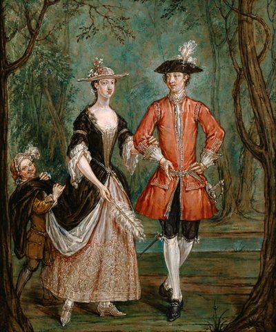 "سيدة ورجل نبيل مع صفحة" ، c1750-c1755 بواسطة مارسيلوس لارون الأصغر