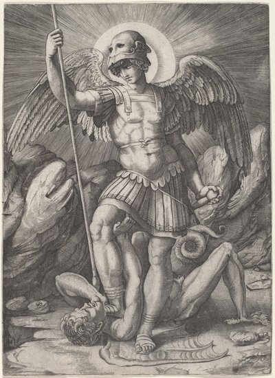القديس مايكل بواسطة Marco Dente after Raphael