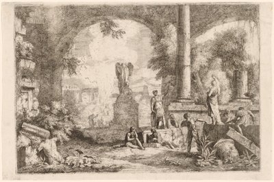 Capriccio من الأطلال العتيقة مع رجال يحدقون في خطيب كلاسيكي بواسطة ماركو ريتشي