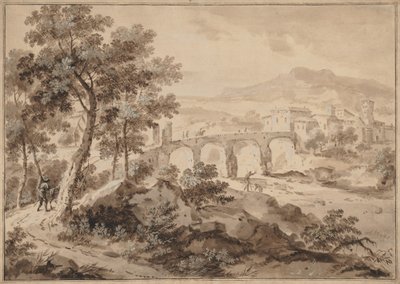 منظر طبيعي مع جسر 1700-1729. بواسطة ماركو ريتشي