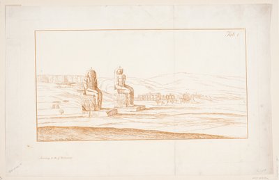 رسم إيضاحي للسمسم "رسومات لبعض الآثار والتماثيل الضخمة في طيبة في مصر مع وصف للشهرة في رسالة إلى الجمعية الملكية" ، لندن 1741 بواسطة فريدريك لودفيج نورث