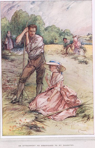 "مرفق اكتشفه لابنتي" ، رسم توضيحي من "نائب ويكفيلد" بقلم أوليفر جولدسميث ، ج .1910 بواسطة مارجريت جيمسون
