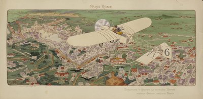 وصول طائرة Bleriot أحادية السطح من Beaumont إلى روما لتفوز بسباق باريس-روما الجوي بواسطة مارغريت (fl.1909-14) مونتو