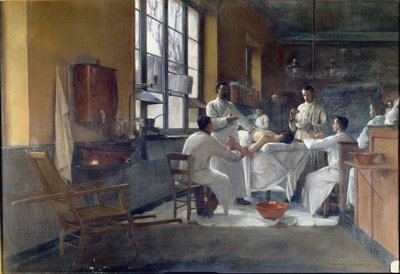 البروفيسور إدموند ديلورم (1847-1929) يوضح التقشير الرئوي للطلاب في فال دي جريس في عام 1894 بواسطة مارجريت آن روز ديلورم