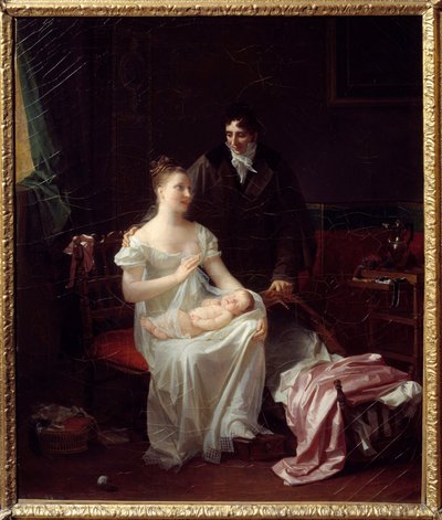 أزواج سعداء عائلة برجوازية شابة من الإمبراطورية الأولى. لوحة مارغريت جيرارد (1761-1837) القرن التاسع عشر في ليون ، متحف الفنون الجميلة بواسطة مارجريت جيرارد