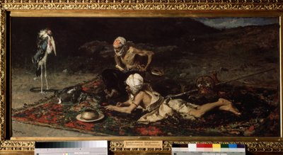"ساحر الأفاعي" "ساحر الأفعى الهندوس يقدمون أرنبًا إلى الأفعى (ساحر الأفاعي الهندوسية). لوحة لماريانو فورتوني واي مارسال (1838-1874) بواسطة ماريانو فورتوني