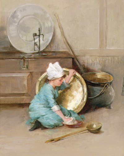 نحاس تلميع ، حوالي 1900 (زيت على لوح) بواسطة ماري إليزابيث سيمور لوكاس