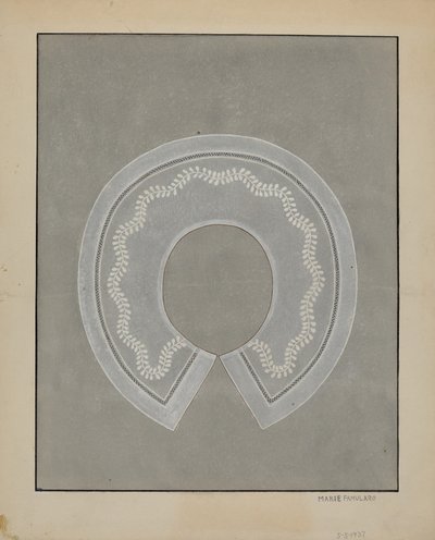 طوق كتان مطرز ، c. 1936. بواسطة ماري فامولارو