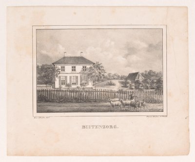 منظر لمنزل بويتنزورج Buitenzorg (العنوان على الكائن) بواسطة جون بول هوتمان