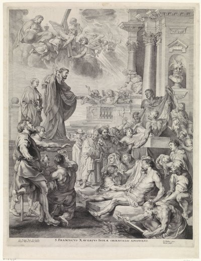 قام H. Franciscus Xavier wekt een dode to leven القديس فرنسيس كزافييه ، رسول الهند الشرقية (العنوان على الجسم) بواسطة بيتر بول روبنز