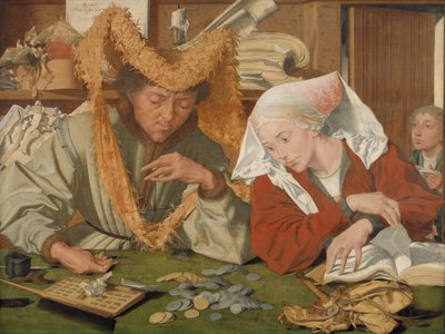 التاجر وزوجته بواسطة Marinus van Reymerswale