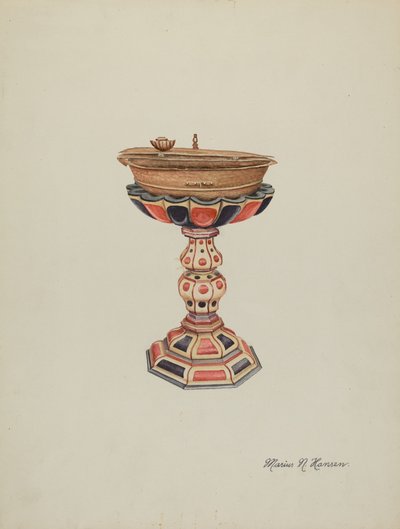Baptismal Font & Stand، c. 1939. بواسطة ماريوس هانسن