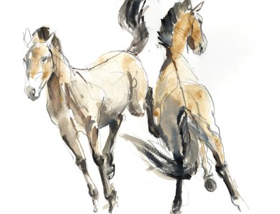 Horsing، 2013 (ألوان مائية وصبغ على ورق) بواسطة Mark Adlington
